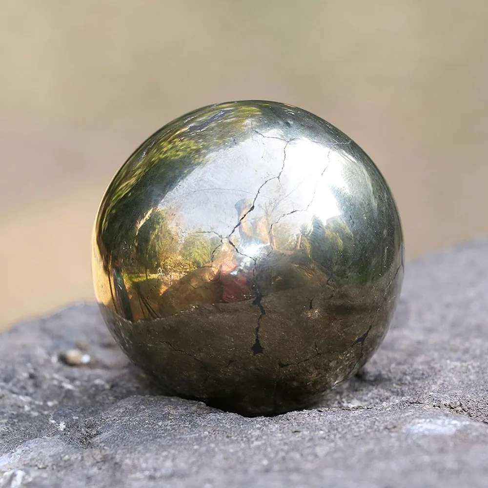 Natural Pyrite Stone Ball Polished Reiki Healing Crystal Sphere Gemstone Balancing Table Photography Decor 45-50mm