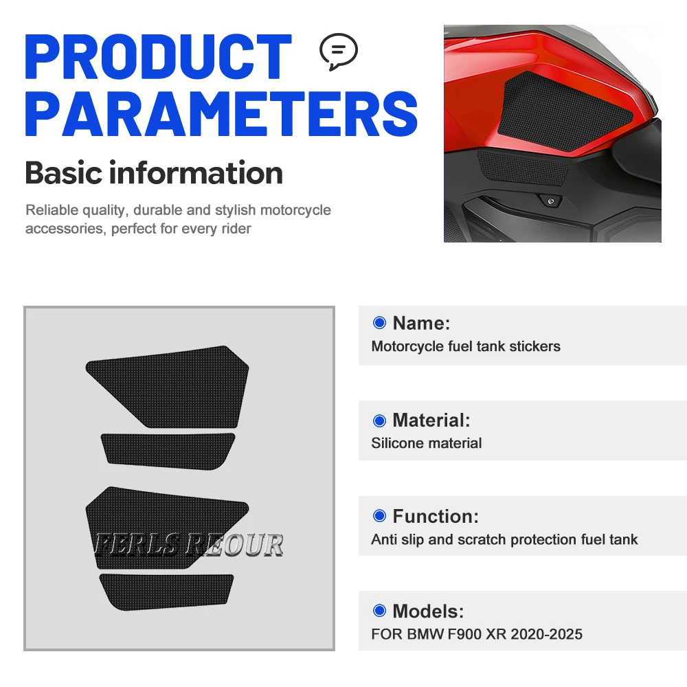 Motorcycle Sticker For BMW F900 XR 2020-2025 Gas Tank Pad Sticker Rubber Black Anti Slip Traction Grip Pad Decal Sticker
