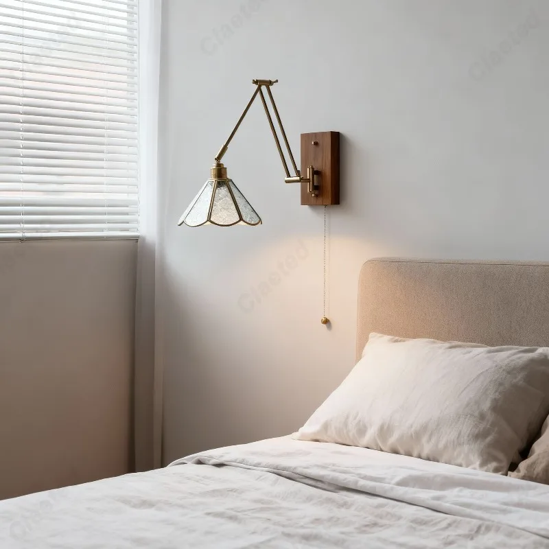 European Retro Rocker Telescopic Folding Wall Lamp with Switch Living Room Study Bedroom Bedside Reading Lighting