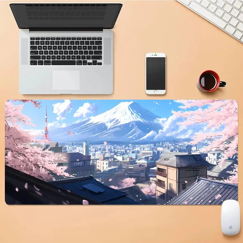 Japanese Scenery Tokyo Tower Mouse Pad Desk Mouse Pad Cute HD Desk Pad Extended Gaming Keyboard Mats Large XXL Gamer Mouse Pad