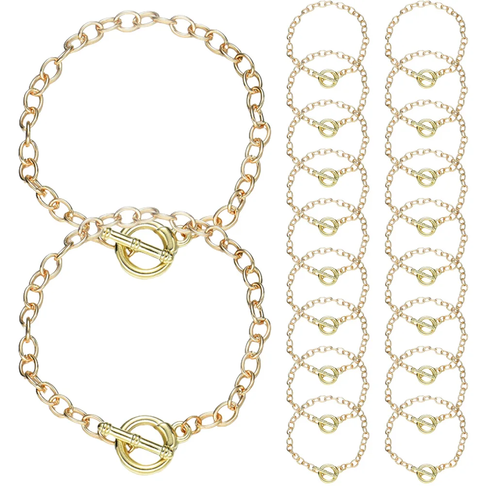 

20 Pcs O-shaped Alloy Bracelet Chains with Clasp Elastic Bands for DIY Jewelry Making Charms Bracelets Bulk Supplies