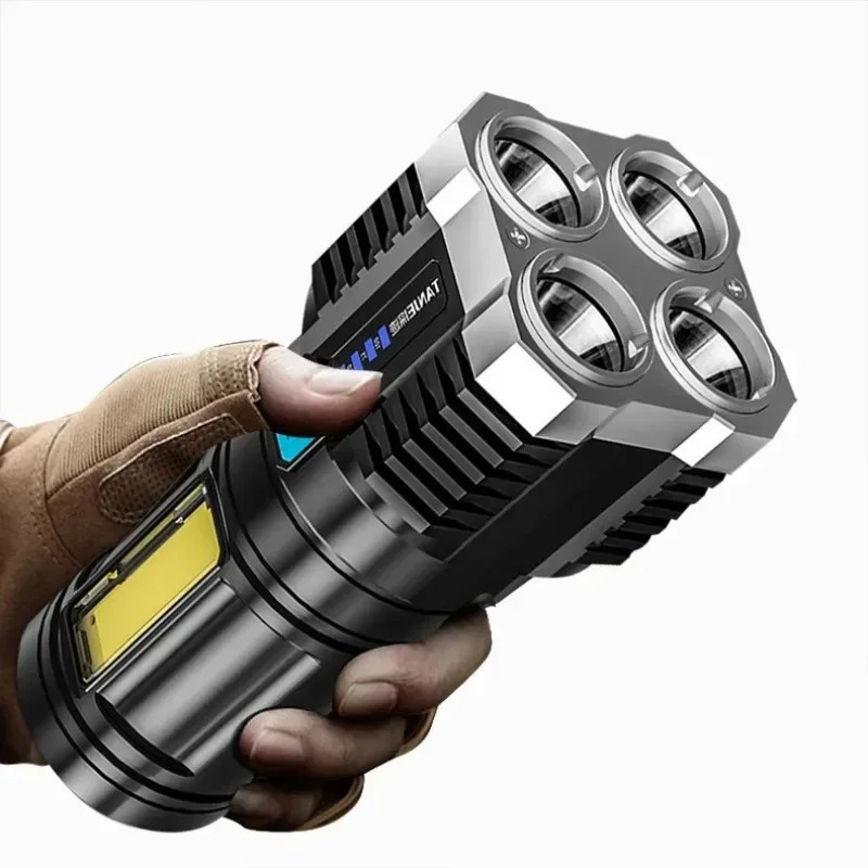 LED Strong Light Flashlight Portable Outdoor Mobile Power Multi-function COB Side Light Flashlight Super Large Capacity