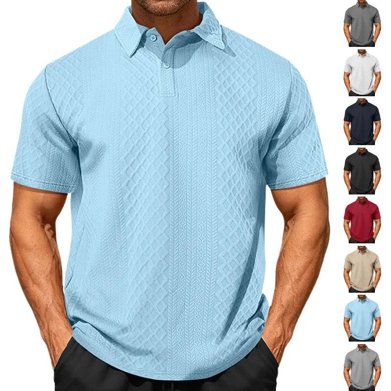 

Men's Shirt Short Sleeve Solid Beige Navy Blue Men T-shirt Casual Collar Neck Tee T For Man Male Clothes Textured