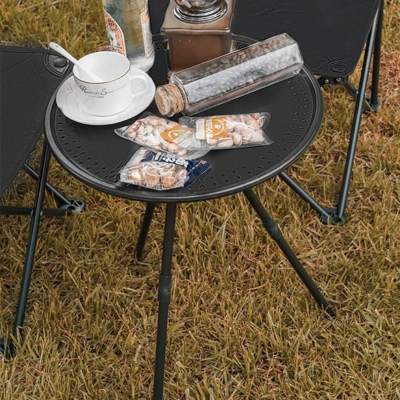 Portable Folding Camping Table IGT Adjustable Height Lightweight Round Tripod Outdoor Coffee Side Table Camping Table Outdoor