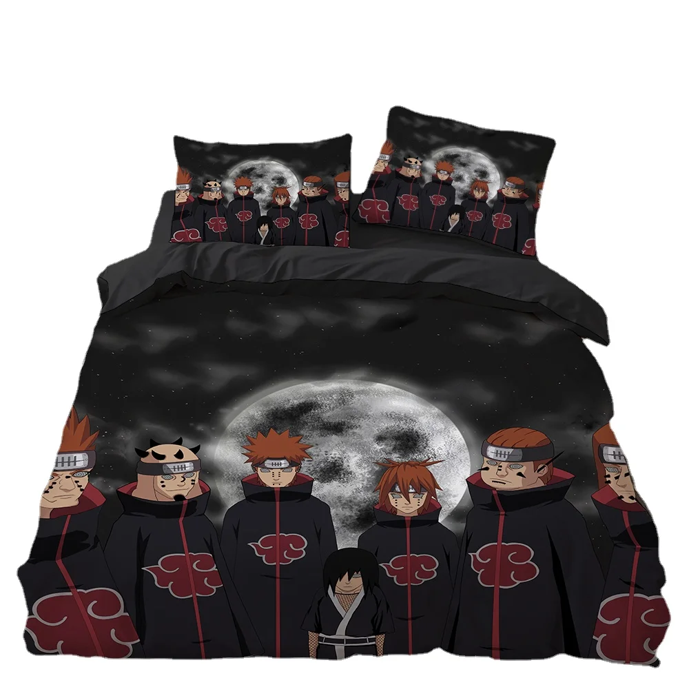 Akatsuki Bedding Set Anime N-NarutoS Bedding Set Bedding Set Hot Anime Duvet Cover Children Teenagers Bedroom Decoration