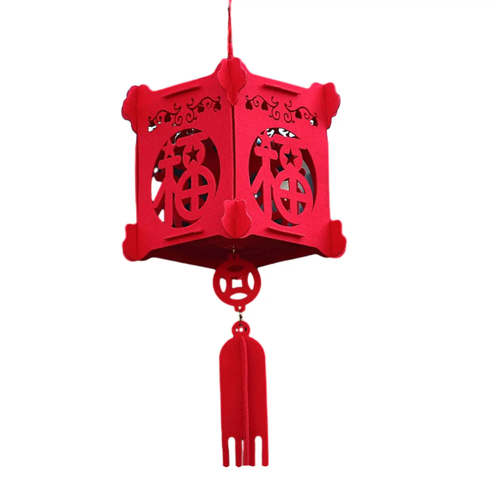 Red Chinese Lantern Spring Festival Decoration Lucky Decorative Cube New Year