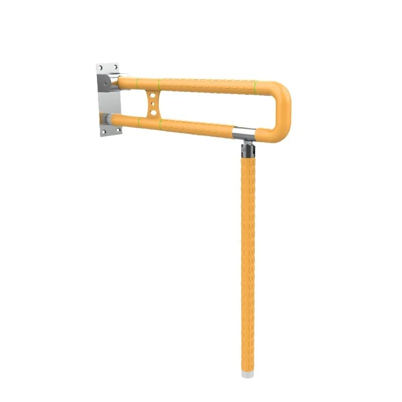 Upturned folding toilet armrest