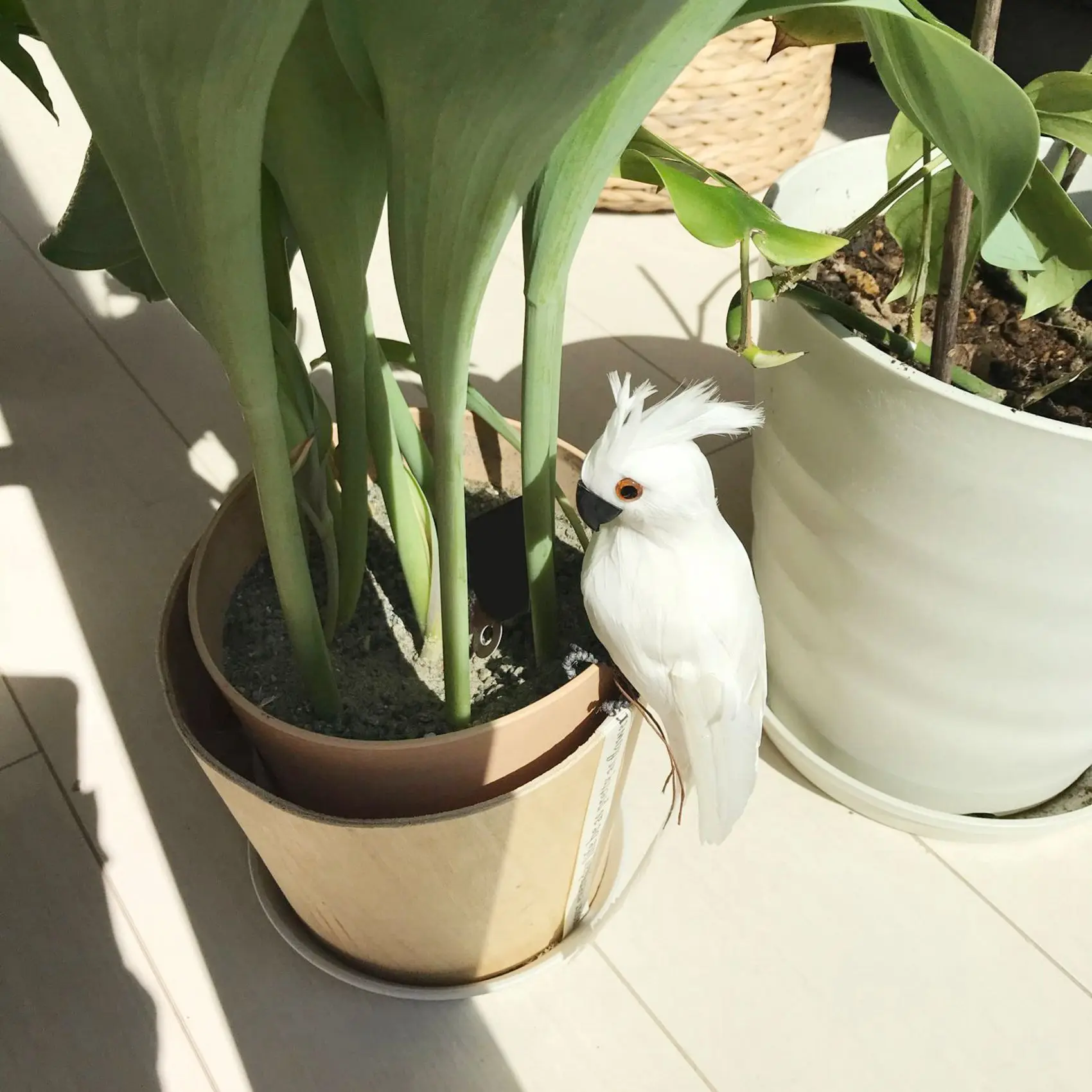 M12K-2Pcs 35CM Foam Feather Macaw Lawn Decoration Fake Animal Bird Garden Props Decoration