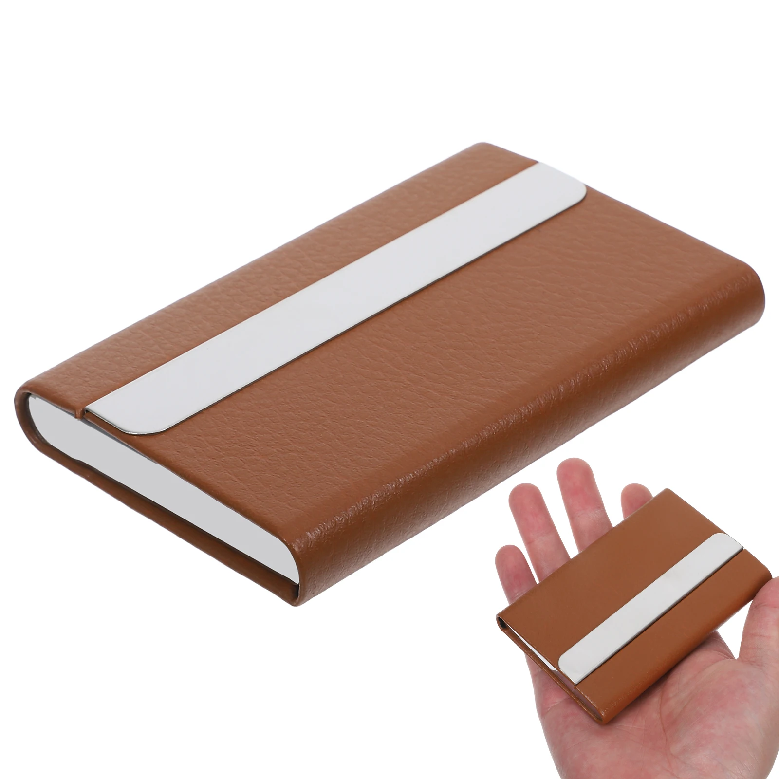 

Stainless Steel Business Holder Slim Pu Magnetic Closure Organizer Case For Men Women Portable Credit Card Storage Box Name