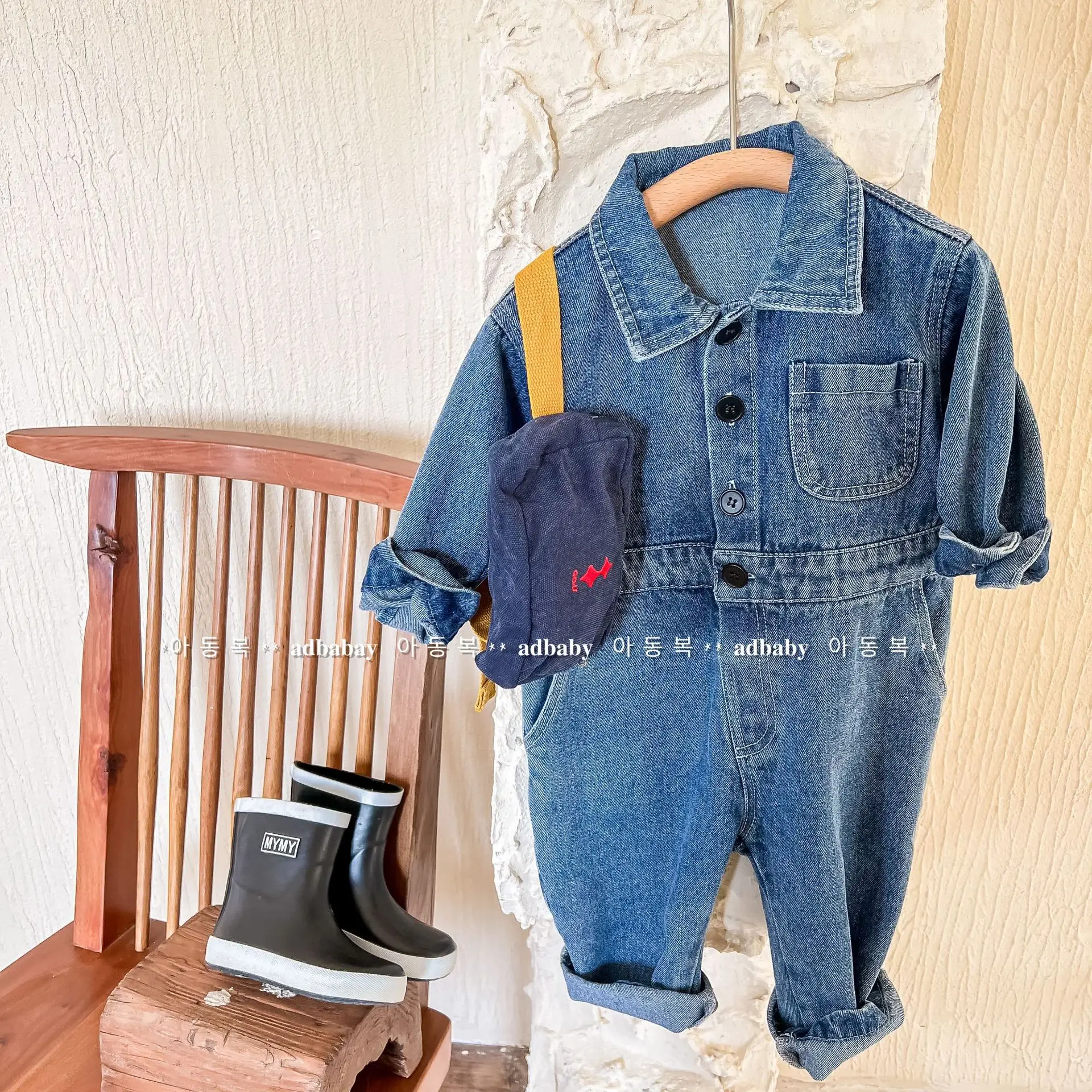 Kid Jumpsuit 2024 Autumn Children Wear Children Korean Style Denim Rompers Autumn Long Sleeve Rompers Baby Boys and Girls