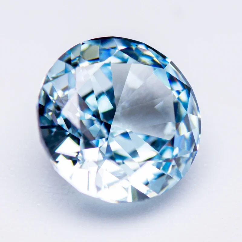 Cubic Zirconia Wholesale No Certificate Crushed Ice Cut Round Shape Ice Crystal Blue Color Charms Beads Jewelry Making Materials