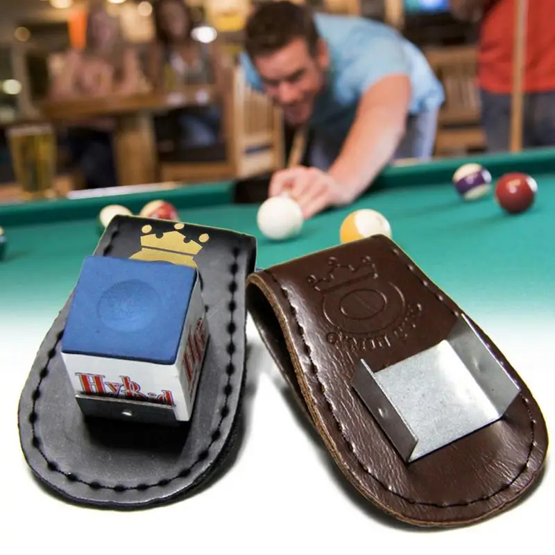 Portable Leather Chalk Bag Chalk Clip Pool Billiards Snooker Accessories Leather Magnetic Belt Clip Chalk Holder Powder Holder