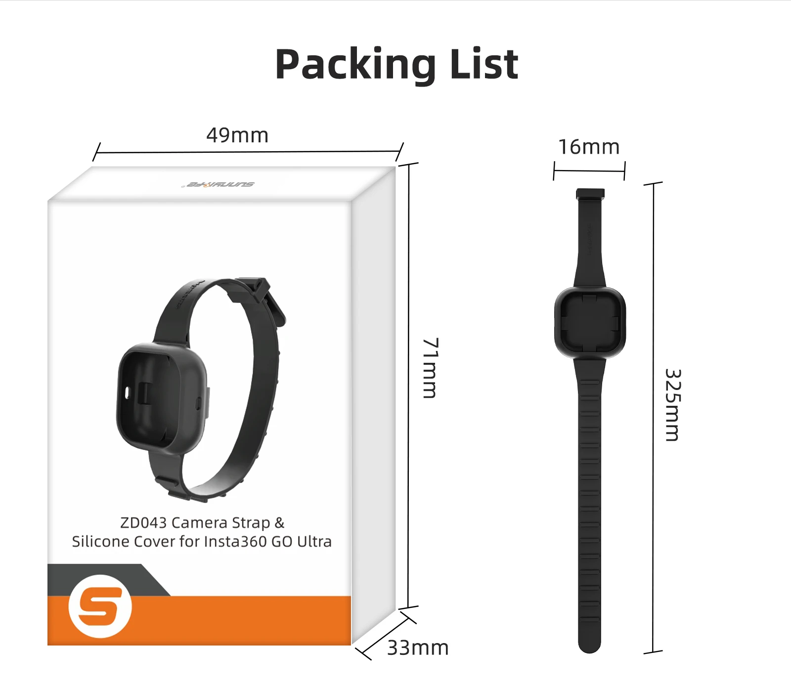 

Silicone Protective Case with Expansion Strap for Insta360 GO Ultra Sports Wrist Strap and Backpack Strap