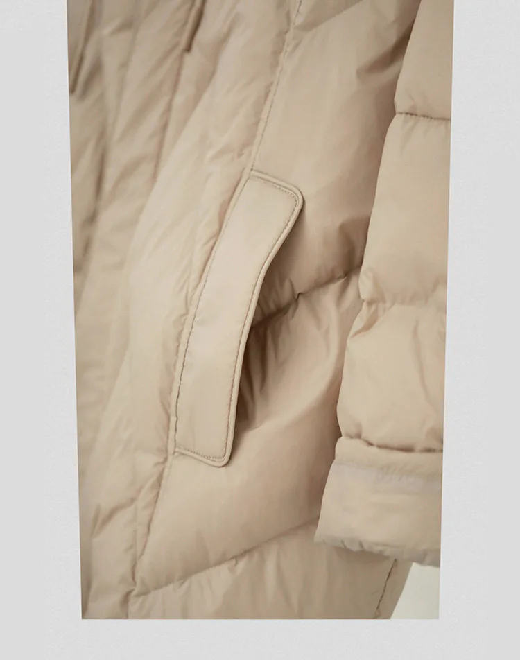 Schinteon Women 90% White Duck Down Long Jacket with Hood Casual Loose Over Size Winter Warm Outwear High Quality 2026 New