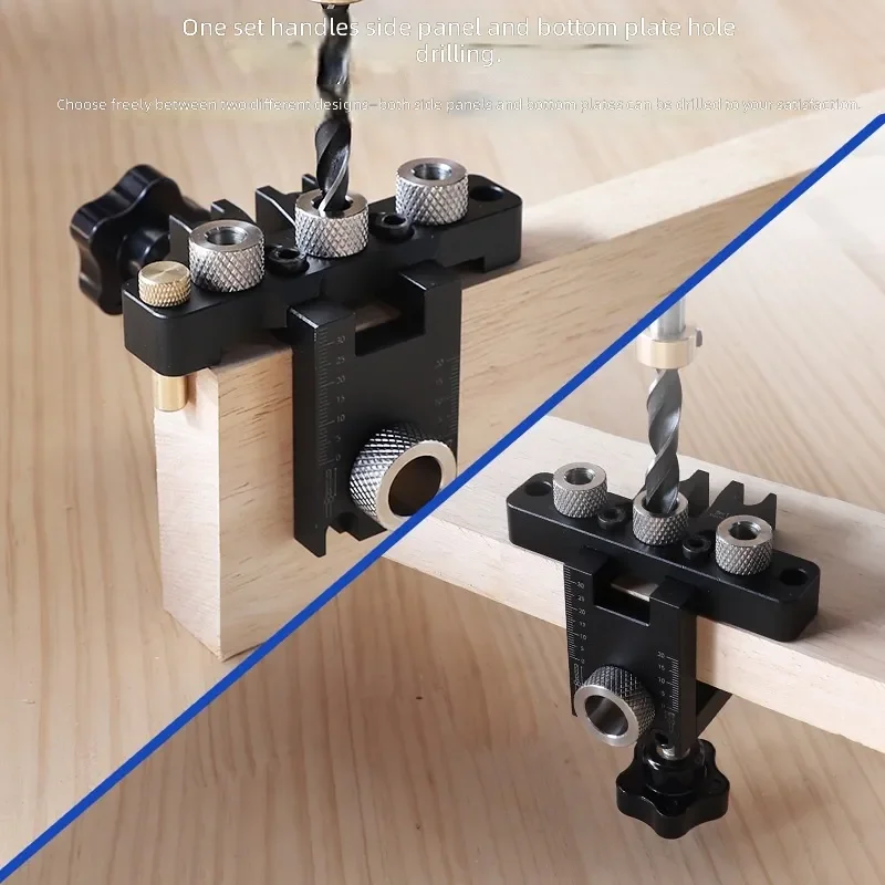 3 in 1 Hole Punch 15mm Eccentric Wheel Connector Wooden Tip Positioner Round Wood Tenon Furniture Plate Splicing Tool