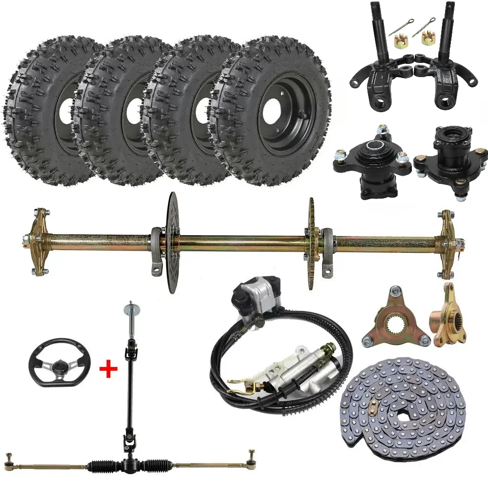 

32-дюймовый задний комплект для картинга + колесо 6 дюймов + 3 ступицы шпилек + звездочка 428 + тормозной суппорт в сборе для DIY Drift Trike Go Cart ATV Quad