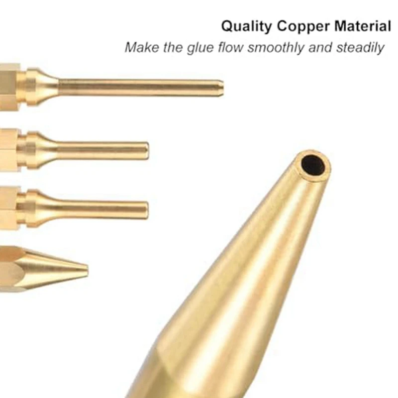 5 Pieces Glue Guncopper Nozzle Tips With O-Ring Thread Interchangeable Nozzle Set For Hot Meltingglue