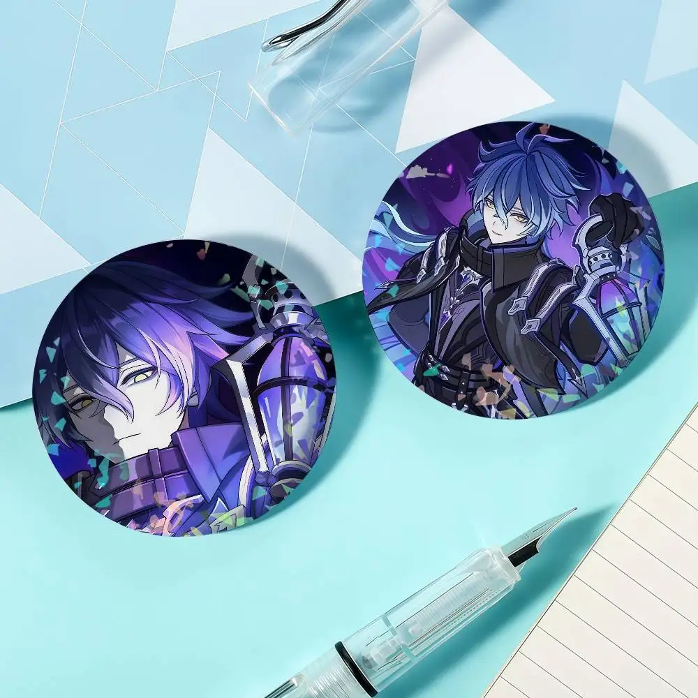 Genshin Impact Game Flins Laser Badge Lapel Pins for Backpacks Briefcase Brooch Clothes Gifts