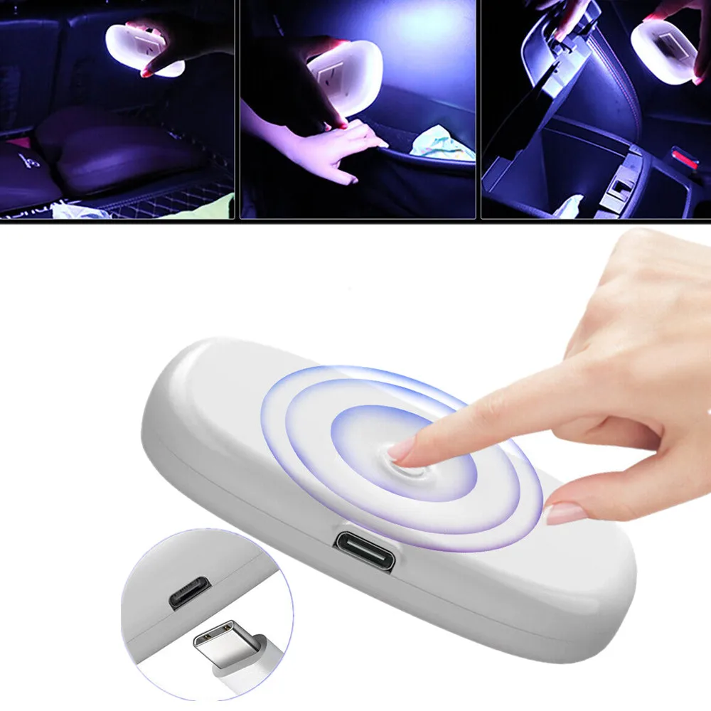 

Car Roof Dome Lamp Touch Sensor LED Reading Light USB Rechargeable Auto Roof Ceiling Lamp Touch Magnetic Auto Interior Lamp 자화기