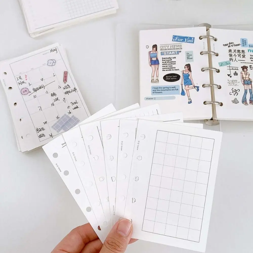 50Sheets M5 A8 Loose-Leaf Notebook Refill Paper 5-hole Index Inside Page Cards Inner Refill Binder Paper Pages