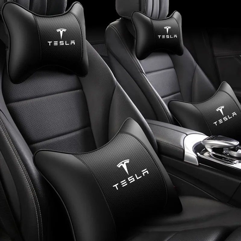 Pour Tesla Model 3 Model S Model X Model Y Cybertruck Roadster SpaceX, coussin de siège de voiture en cuir, appui-tête, coussin lombaire