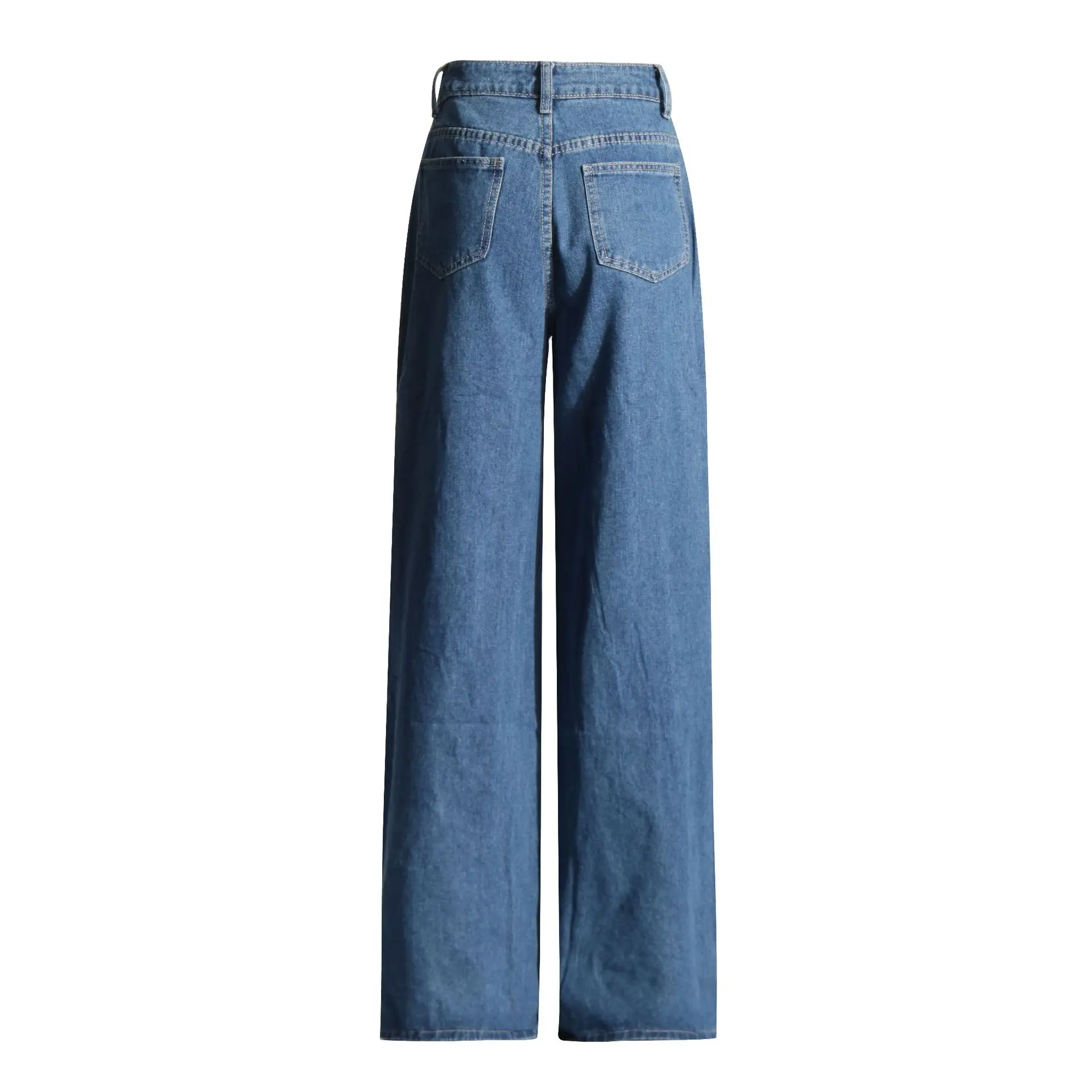 Trend Women's Jeans. 2026 Autumn. New High-waisted Printed Hollow Wide-leg Straight Pants. With Heart-shaped Cutouts