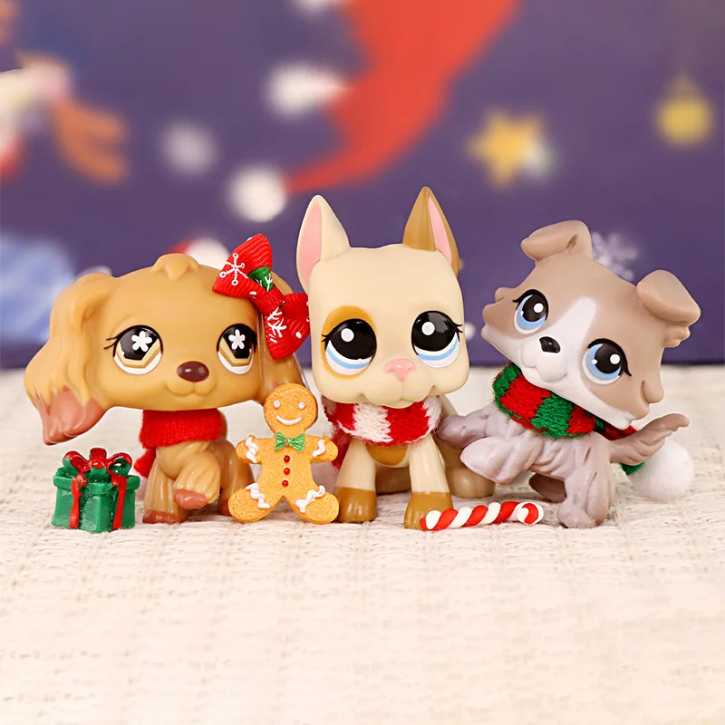 

3PCS LPS Mini Pet Shop Cocker Spaniel Great Dane and Collie Children's Toys Christmas Gifts Gifts for Boys and Girls