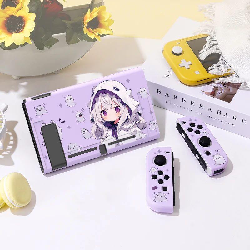 Purple Ghost Girl Protective Case for Switch ns/Switch Oled, Soft TPU Slim Cover for Nintendo Switch Console,NS Game Accessorie