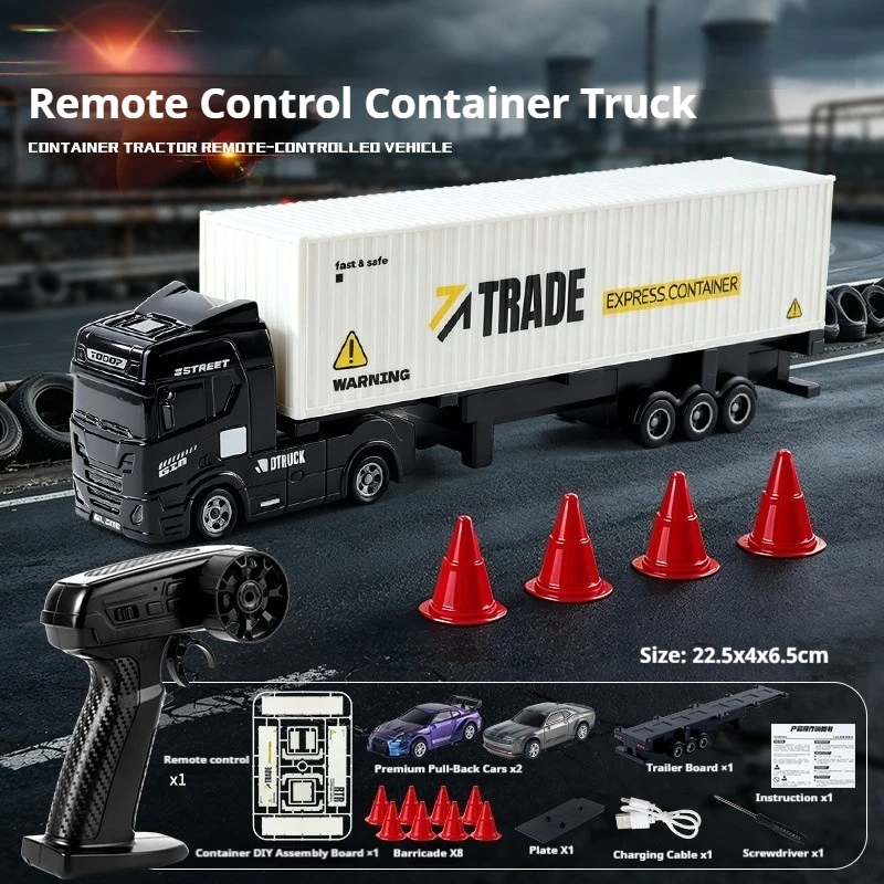 New 1/64 Full-Size Container Truck Full Scale Rc Drift Car Diy Model Container Trailer Remote Control Car Boys' Toy Car view 5