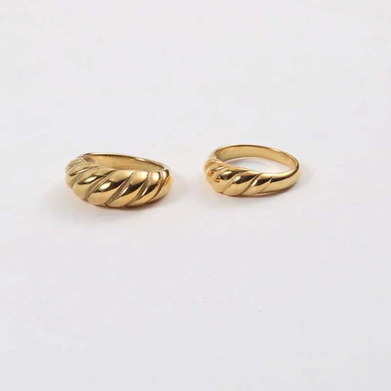 Croissant rings for women stainless steel bold chunky twist rings minimalist dainty delicate jewelry tarnish free size 5 size 9