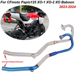 For CFMOTO Papio 125 XO-1 XO-2 XO Baboon Racing 2023 2024 Motorcycle Exhaust Escape System Front Mid Link Pipe Original Muffler