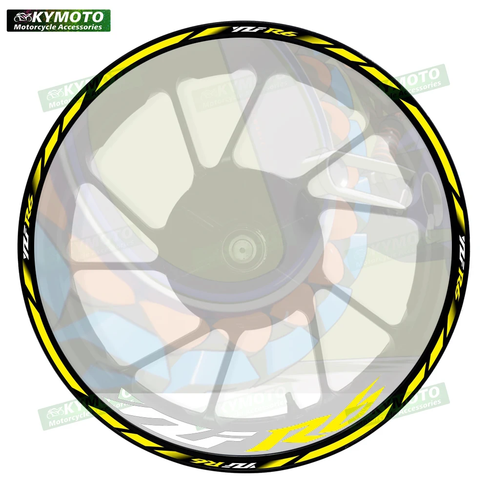 For YZF R6 R 6 motorcycle racing accessories 17 inch front and rear wheel stickers waterproof reflective wheel rim stickers