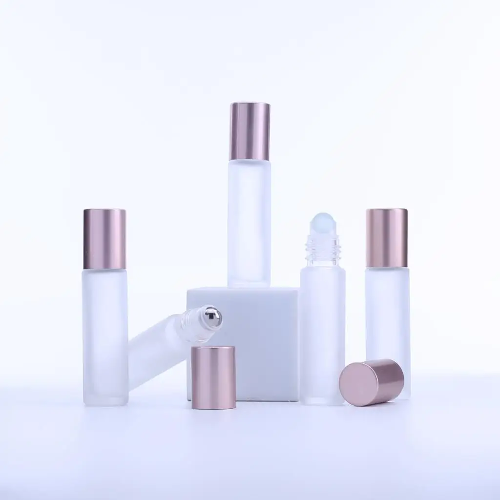 10ml Clear Frosted Thick Glass Roll On Essential Oil Empty Perfume Bottle Roller Ball Bottles For Travel 500PCS/lot