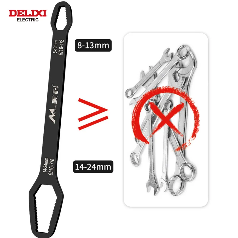 DELIXI ELECTRIC Self-tightening Wrench Adjustable Double-head Torx Multi-purpose HandTool (8-24mm/14-25mm) forVehiclemaintenance