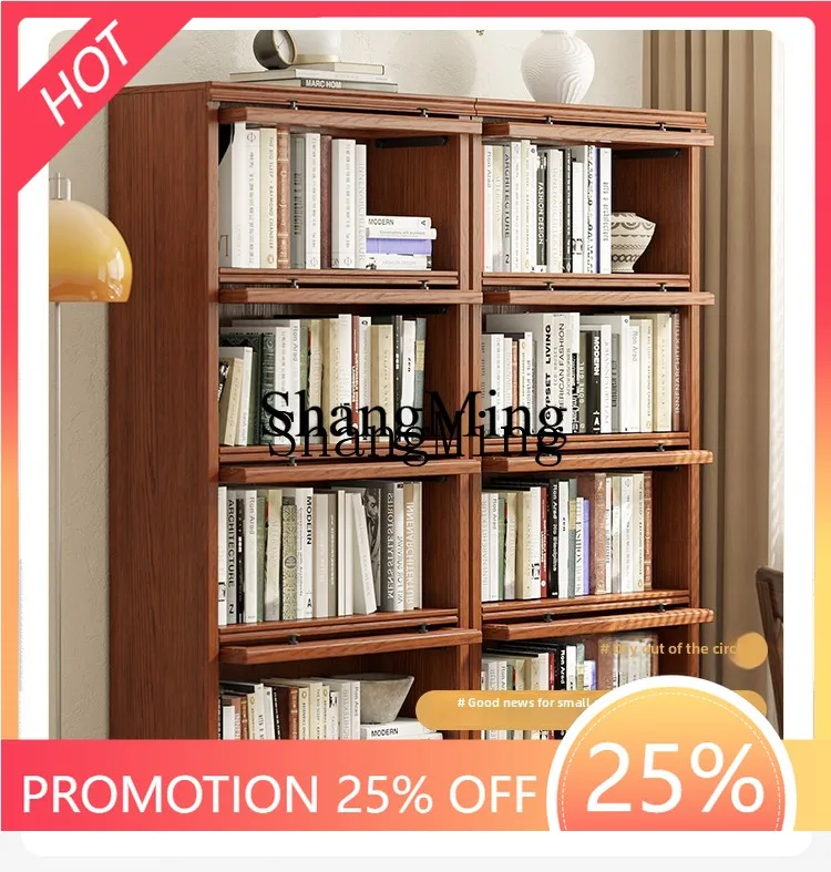 

FG solid wood with glass door dustproof storage bookcase living room home storage display bookshelf