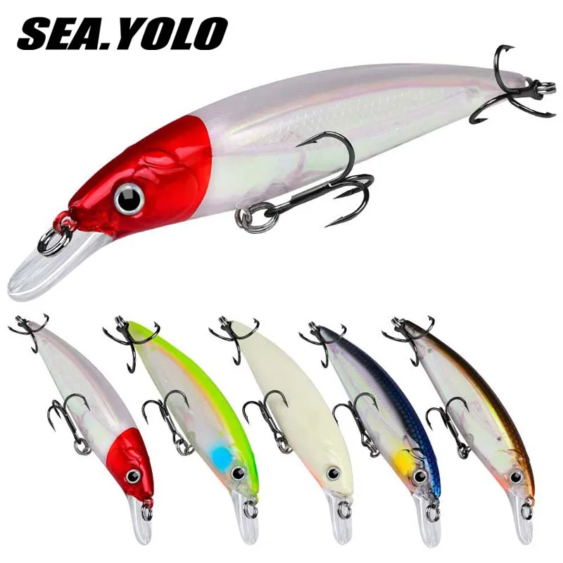 

Sea.Yolo Lure Bait Hard Bait 9cm 11cm Luminous Biomimetic Double Hook Fake Bait Long Range Floating Minnow Fishing Accessories