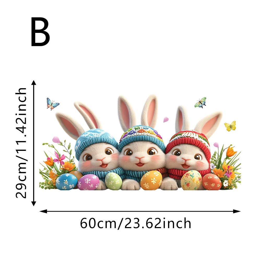 Pasen Nieuw product Elektrostatische patch Schattig konijn Kleurrijke eierstickers Glazen raamstickers Kinderkamerdecoratie