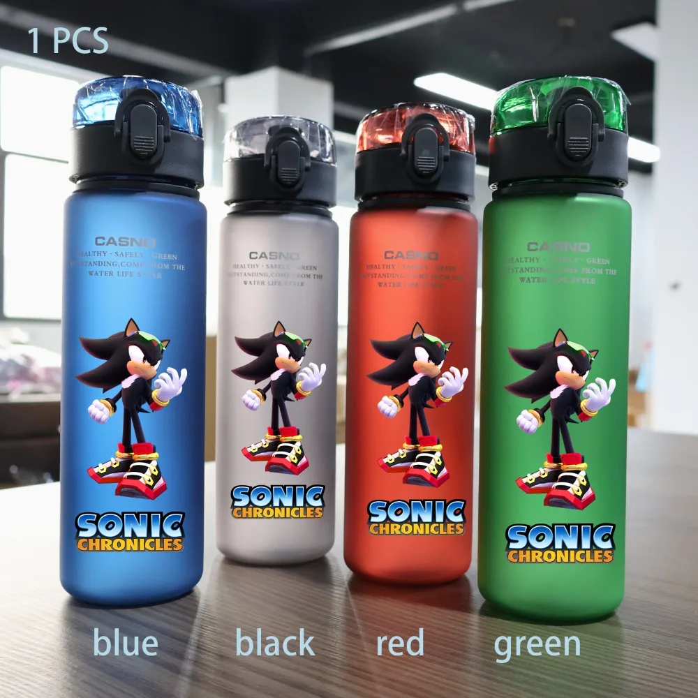 Sonic The Hedgehog 560ML Water Cup Large Capacity Portable Plastic Cartoon Kids Adult Outdoor Cycling Sport Drinking Bottle Gift