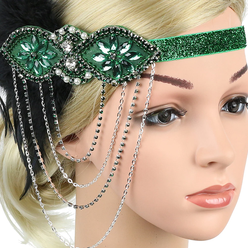 

Headb Hairb Soft Lightweight Chain Design Photo Prop Bridal Accessory Women Headb Green Hair Accessories
