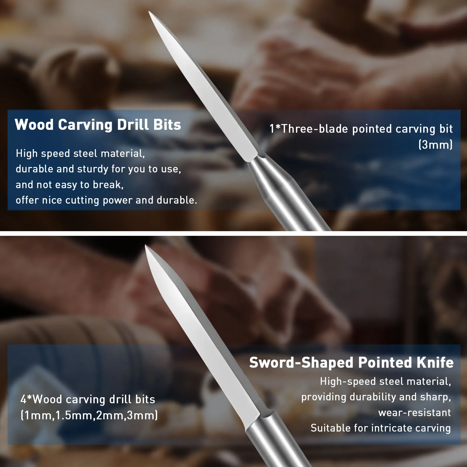 Wood Carving Set for Engraving, Sculpting & Grinding (Compatible with Dremel) with 3mm Shank