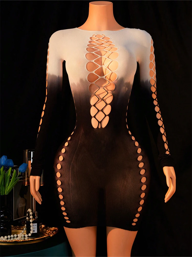 

1 шт., женское сексуальное женское белье, сетчатая сорочка, Babydoll, градиентная прозрачная сетка, экзотическое мини-платье, одежда для сна, комбинезон с вырезами, рейв-наряды