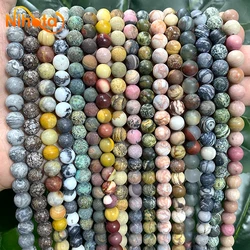 Natural Matte GemStone Beads Turquoises Quartz Jaspers Round Beads Diy Bracelet Necklace for Jewelry Findings 15