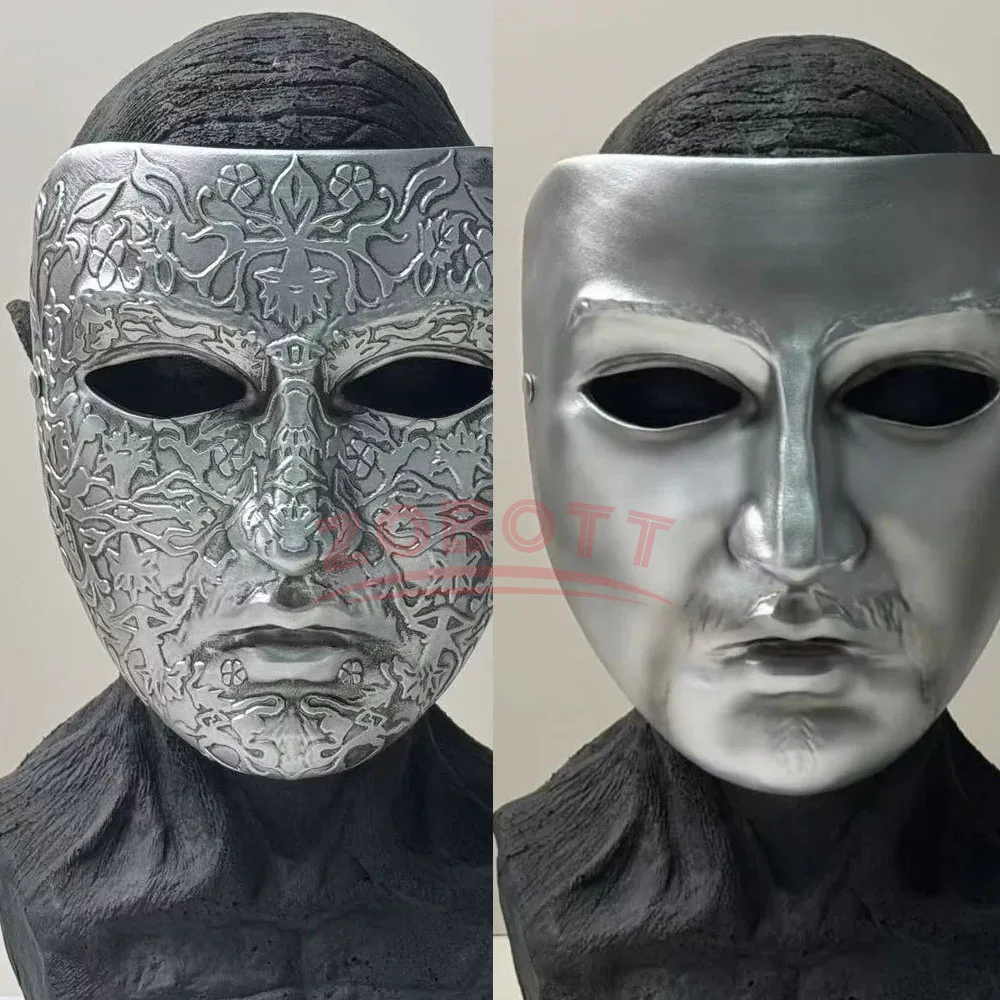 2 Types Halloween Easter Baldwin IV Cosplay Costume Mask Scary Silvery Face Costume Mask Handmade Resin Craft Accessories