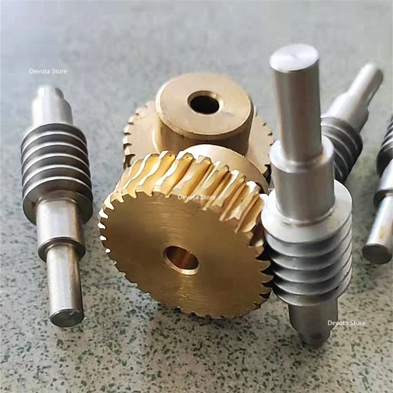 1M 12/16/20/30 Teeth Stainless Steel Worm Shaft Copper Turbine Gear Reducer Robot Parts 1:30 1:20 1:16 Pinion worm wheel