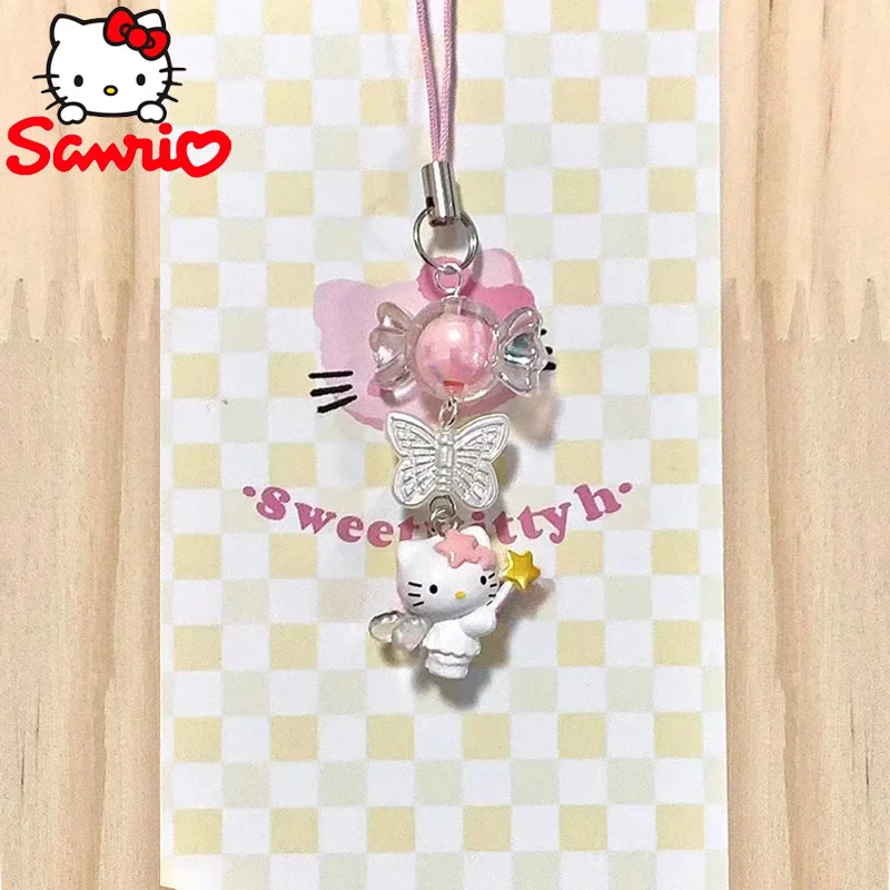 Kawaii Sanrio Hello Kitty Cos Angel Fox Pegasus Phone Camera Chain Girl Cartoon Keychain Pendant Decoration Gifts Bag Parts