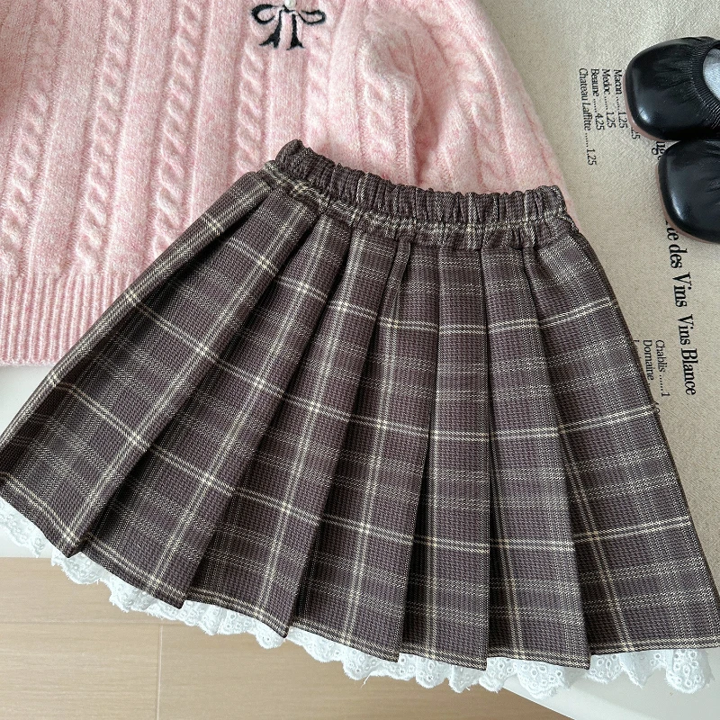 Girls\' Suit 2024 Autumn New Korean Girls\' Knit Sweater + Tie Dye Bow Skirt Two-piece Set Girls Clothes 2-7yrs