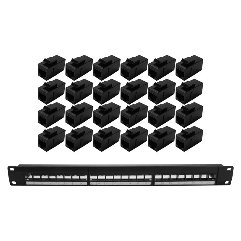 

A46M-19Inch 1U Cabinet Rack Pass-Through 24 Port CAT6 Patch Panel RJ45 Contact Port(RJ45 Contact Port) Modular Frame
