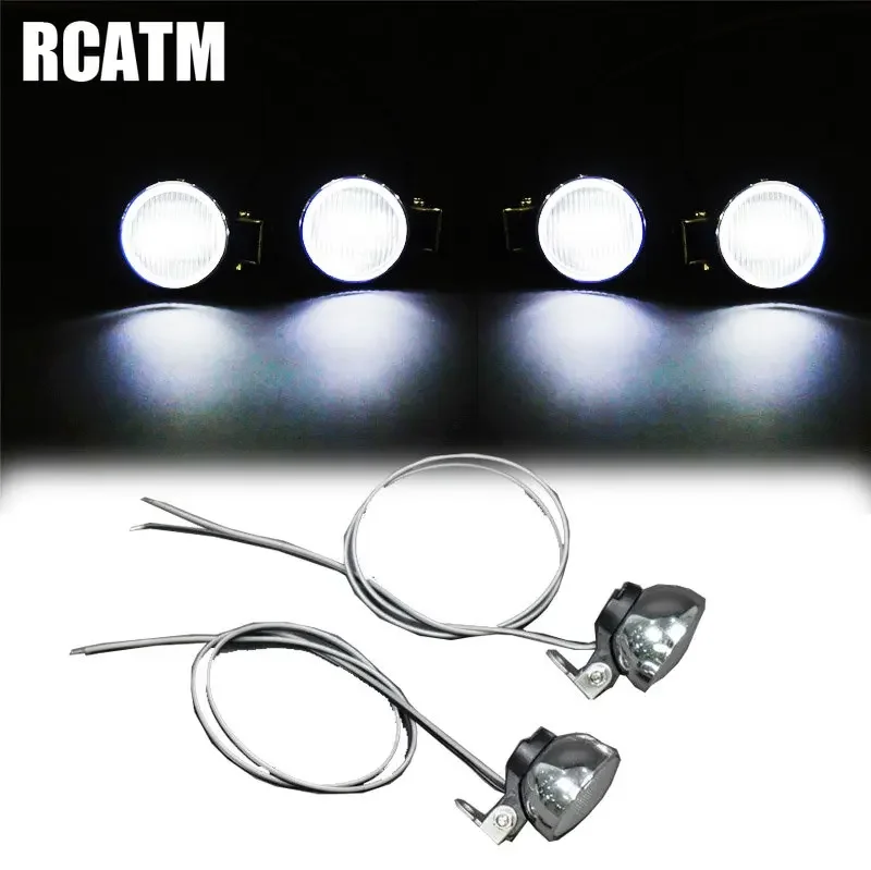 1 Pair LED White round spotlight Front and rear Headlights For 1/14 Tamiya RC Truck Scania Benz Actros MAN 1/10 TRX4 6 SCX10 5V