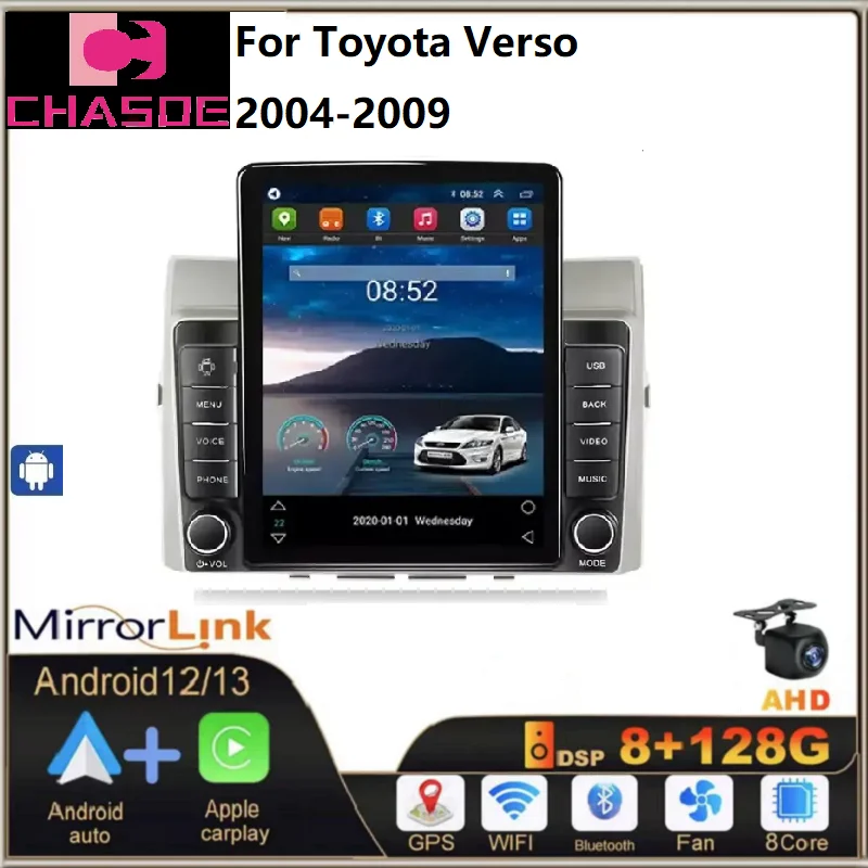 Tesla Android 13 Car dvd player for Toyota Verso 2004-2009 8+128GB auto radio GPS BT Stereo AM FM car stereo android