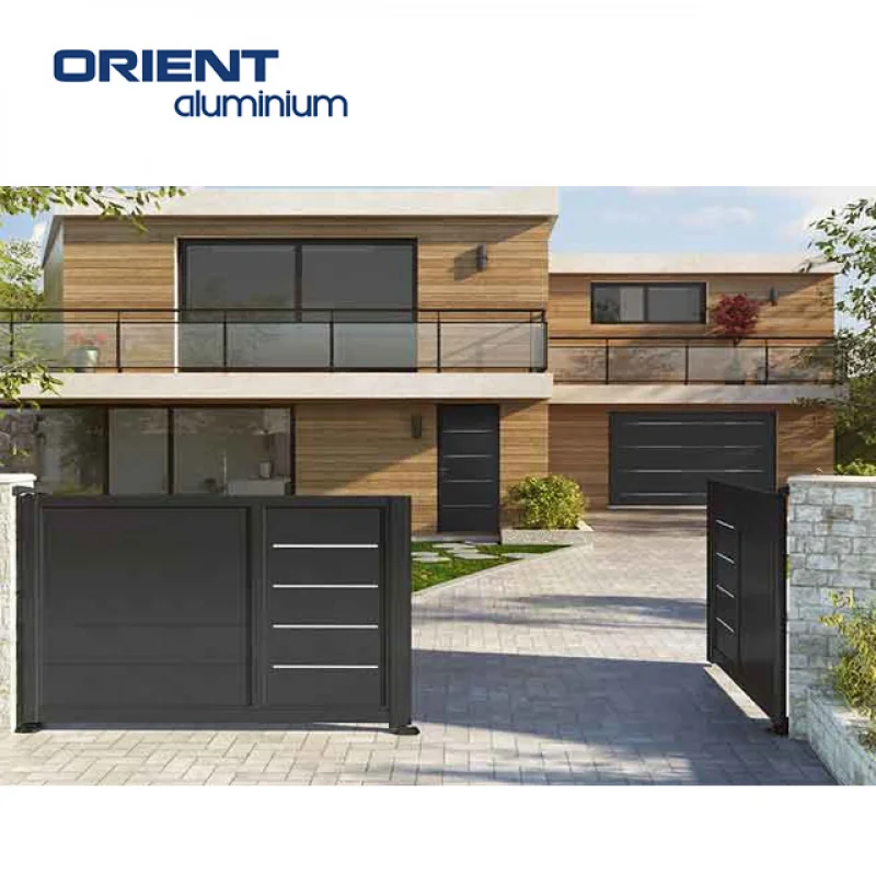custom.Simple Design Waterproof Aluminium Garden Gate Sliding Driveway Gate System Swing Aluminium Gate